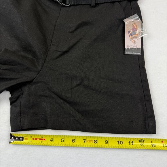 Sofia Vergara Jeans Women's Linen Blend High Rise Belted Black Shorts Size 2 NWT - Picture 10 of 11